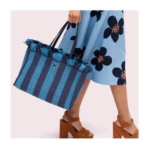 Kate Spade Sam Stripe Straw Tote
